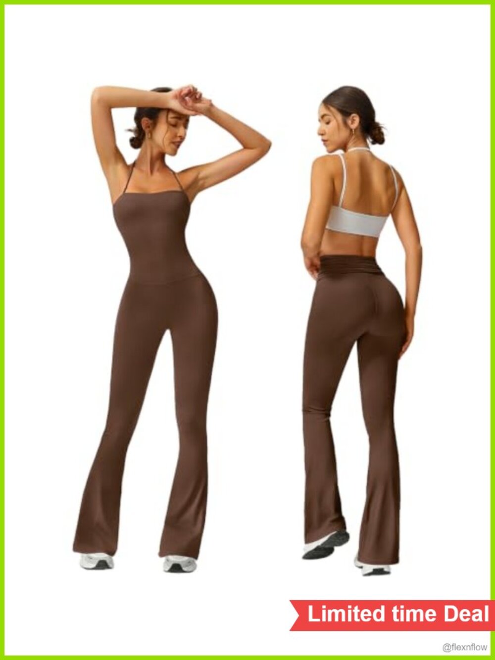 Halter Flare Leg Yoga Jumpsuit Bootcut Workout Onesie